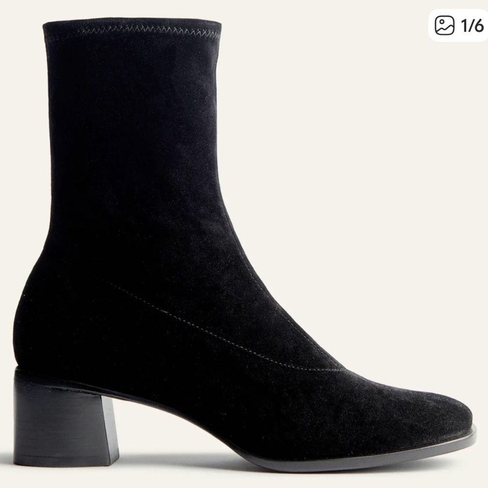 Reformation suede Black Women's Ankle Boots Louie Stretch Sock black size 7
